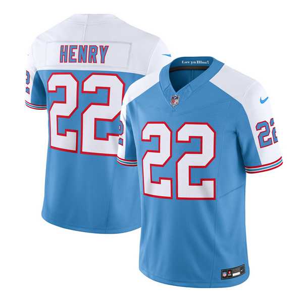 Men & Women & Youth Tennessee Titans #22 Derrick Henry Blue White 2023 F.U.S.E. Vapor Limited Throwback Jersey